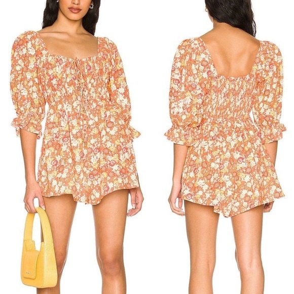 Free People Show Me Love Orange Romper size XS - Picture 3 of 12